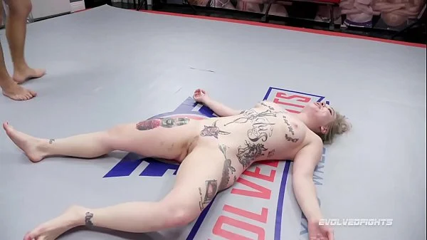 Mixed nude Wrestling Fight Nathan Bronson vs Kaiia Eve eating that pussy then fucking her hard