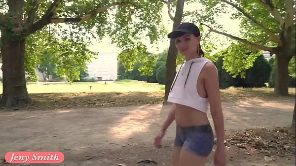 Jeny Smith walks the streets naked with only painted pants. Shocking footage