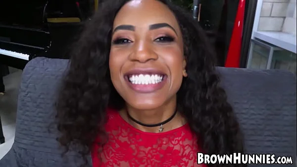 Bubble butt black babe smashed hard by a hairy white dick