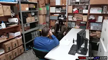 BBW teen thief caught and fucked by a dirty mall cop