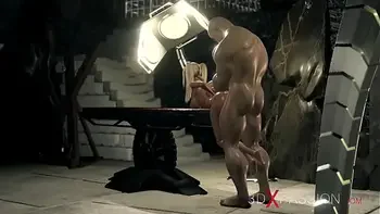 A sexy blonde gets fucked by a big monster in the dark dungeon