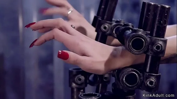 Shackled blonde tormented with stakes