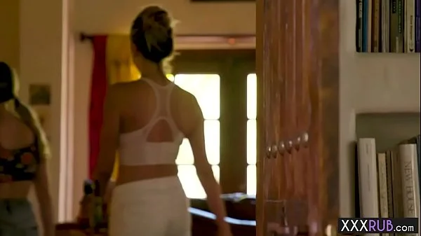 Two petite professionals massage a big cock client