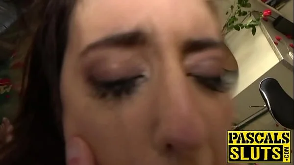 Gagged teen spanked hard and roughly fucked by dom