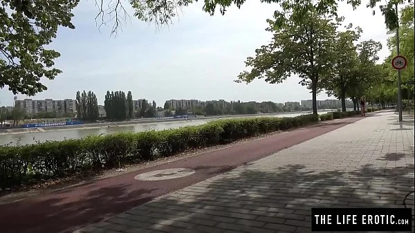 Cute jogger almost caught masturbating in a public park