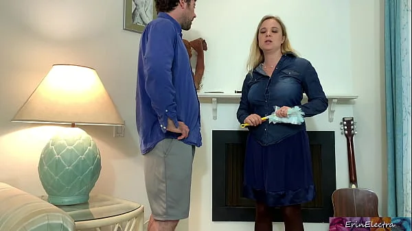 Stepson fucks stepmom stuck in the fireplace instead of doing his chores - Erin Electra