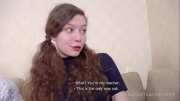 Tricky Old Teacher - Babe comes to study but gets a double fuck
