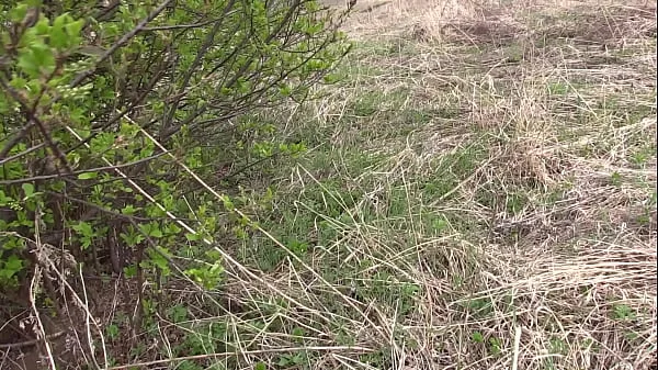 Voyeur spies on a girl with a big ass that masturbates outdoors. Organic masturbation with cucumber.