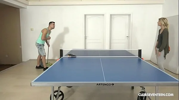 Skinny teen gets fucked on the ping pong table