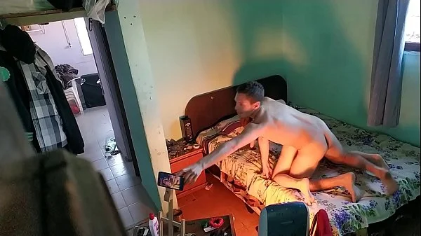 My sexy wife comes home from work and lies naked in my bed to massage her big ass and fuck her