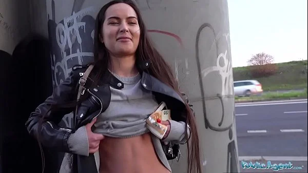 Public Agent Monica Brown has her tight Russian pussy fucked outdoors