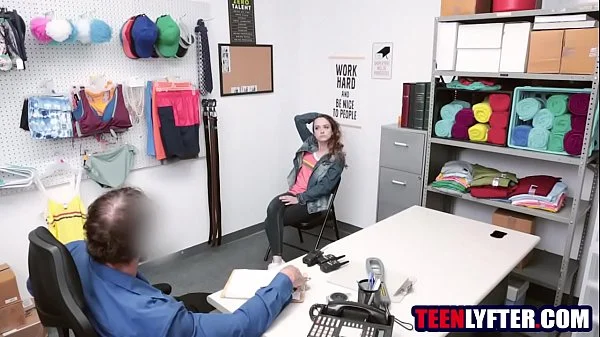 Scared teen thief fucked & creampied by creepy shop detective