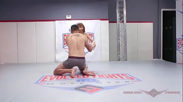 Alexa Nova goes femdom strapon on loser in nude wrestling fight