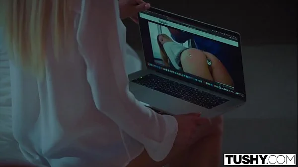 TUSHY Model has a crush on her manager and uses a butt plug to get his attention