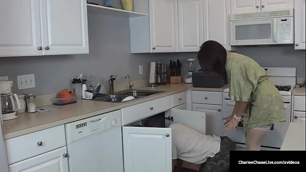 Cheating Cougar Wife Charlee Chase Sucks The Plumber Dry!