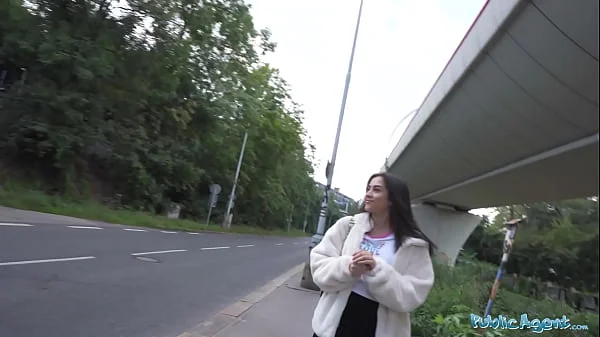 Public Agent - Pretty British Brunette Teen Sucks and Fucks big cock outside after nearly getting run over by a runaway Fake Taxi