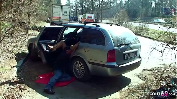 Real Teen Street Outdoor Fuck on Parking Spot by Client