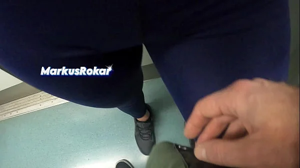 My Wife Let Older Unknown Man to Touch her Pussy Lips Over her Spandex Leggings in Subway