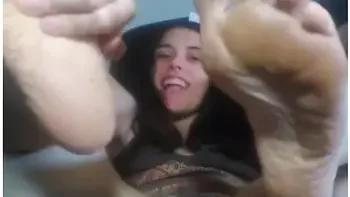 Camgirl Loves Her Big Feet Soles! She Touches Her Sexy Foot & Has So Much Pleasure She