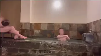 Japanese Milf Is Spanked And Moans Echoing In The Hot Spring With Her Family Next Door