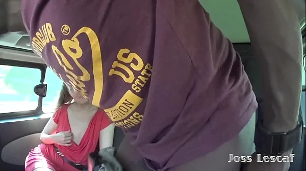 a young girl sucks a big black cock in a car park in the street in the middle of the afternoon.part1