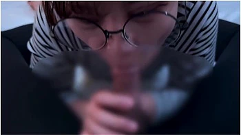 Glasses Girl Gets Caught By The Smell Of Dick And Sucks Up A Lot Of Sperm