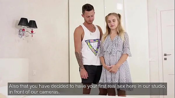 Blonde tattooed Monika Jelölt being first time fucked