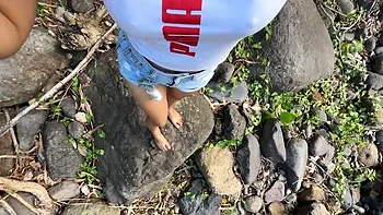 Filipina Teen Aiko Maine Risky Public Squirting Orgasm in Jungle River