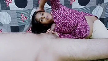 Desi Wife Sucks Neighbor's Big Cock and Takes Cum in Mouth