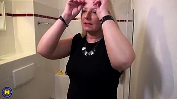 German MILF Rosella Extrem Solo Shower Masturbation - Blonde Mature Pussy Rubbing