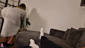Step Mom Catches Son Jerking Off and Helps Him Fuck Her Big Round Ass Doggy Style