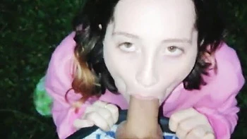 Blonde Stepsister Caught Sucking Cock in the Dark - Cum Swallowing Teen