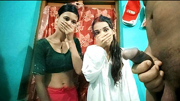 Indian Boyfriend Threesome with 18yr Cute Girl & Stepsis - Hardcore Home Fucking in HD