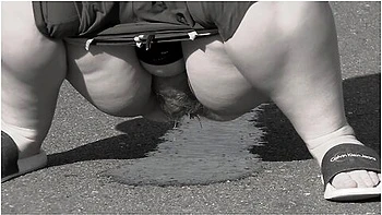 Mature Bbw Milf With A Big Bush On Her Pussy Pisses On The Road