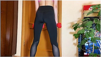 Sports Bra - Sexy Girl Working Out At Home