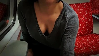 Amateur Brunette First Time Public Fuck on Train with Stranger - DedeDeville Squirting Orgasm