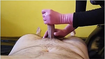 I Ruined Him In Pink Latex Gloves Using Nuru Gel And Continued To Jerk Him Until He Came Again