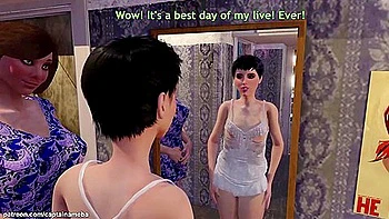 Long-haired Guy Fucks Stepmom With Futanari Cock In The Ass On His Birthday