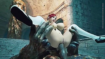 Giant Stone Golem Hard Fucks Brunette With Big Tits In A Dungeon