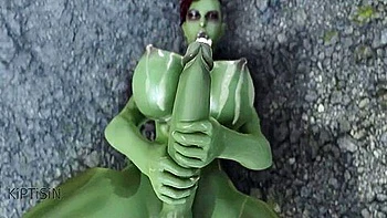 Orc Jerking Off Her Huge Dick In The Rain