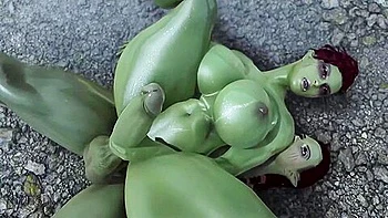 Two Futanari Orc Step sisters Fuck Each Other With Their Big Cocks 2