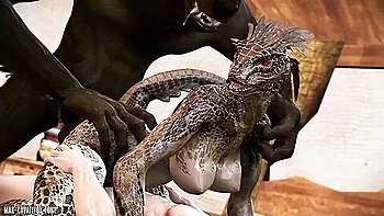 Argonian Girl Gangbanged And Creampied By Werewolf And Man