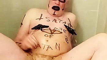 Satan slave takes a Satan enema/scat session