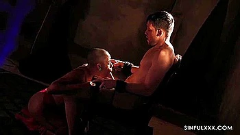 Bald Ebony Babe Enjoys Big White Cock