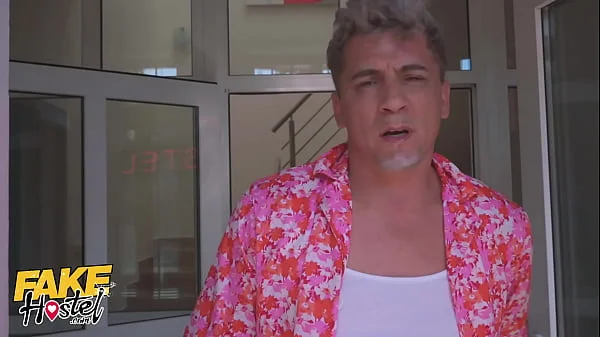 Fake Hostel Sleepy Manager Fucks Ebony and Brunette in the Shower