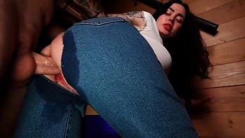 Squirt Soaks Ripped Jeans Hard Doggy And Missionary