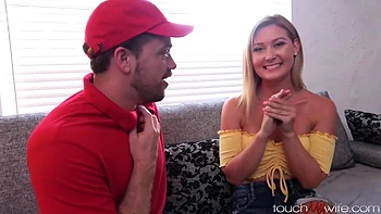 Pizza Delivery Man Fucks While Cuckold Husband Watches - Addison Lee