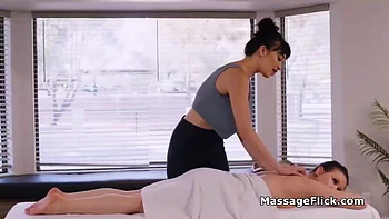 Huge Titty Masseuse Finger Fucks Buxom Client