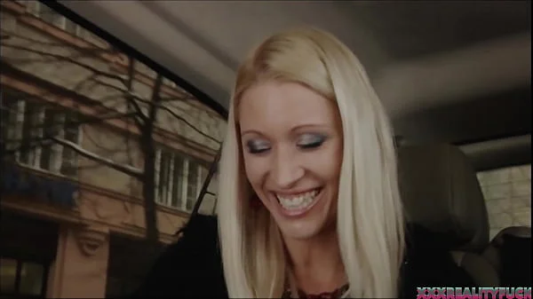 Three sexy chicks took horny guy on the streets and fuck with him in their red fuck bus