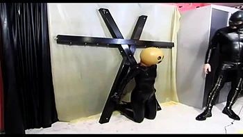 Bondage Domination for a Slave in Latex Dress